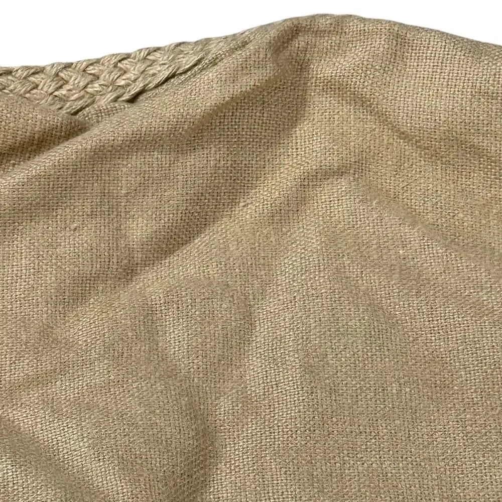 Pottery Barn 100% Linen Accent Pillow Cover Beige Jute Woven Trim 20x20